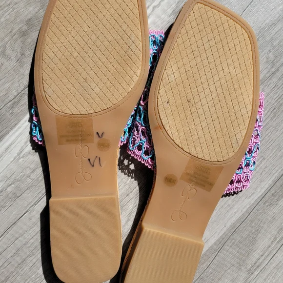 Jessica Simpson Pink and Blue Slide Sandals - Picture 3 of 8